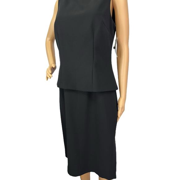 NWT David Warren NY Layered Sheath Dress Black Sleeveless Button-Back Size 8 - Picture 8 of 10